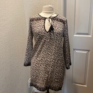 Soft Joie Daria Lightweight Tunic Top/Dress/Coverup Floral Tassels EUC Sz M